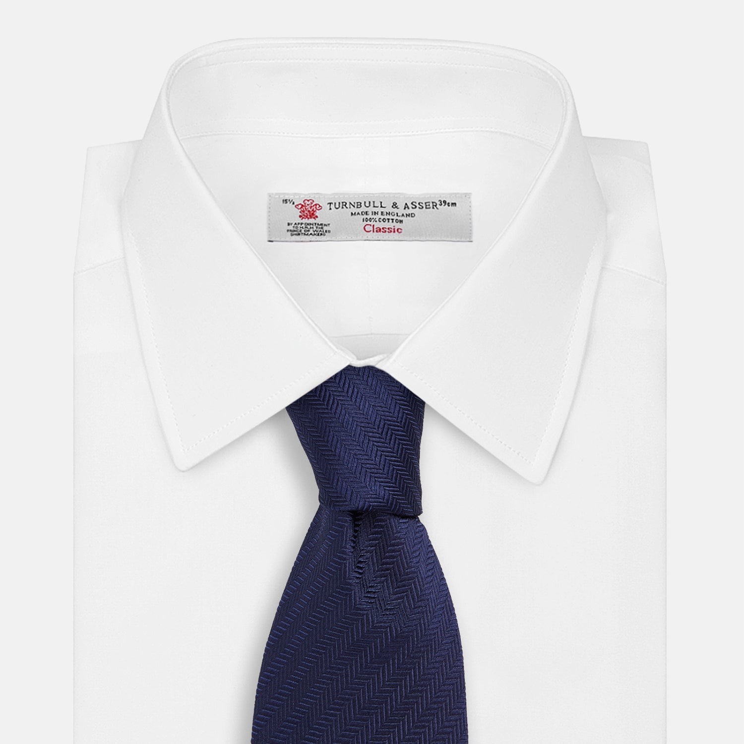 View 2 of product Long Navy Herringbone Silk Tie