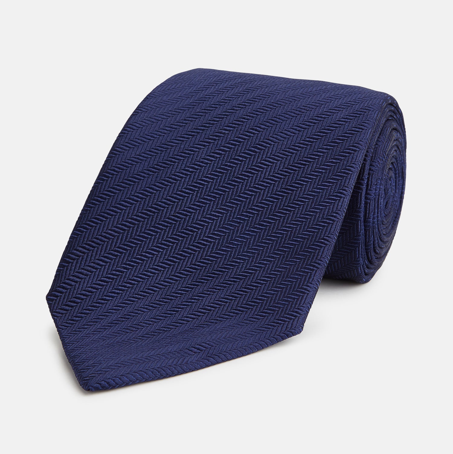 View 1 of product Long Navy Herringbone Silk Tie