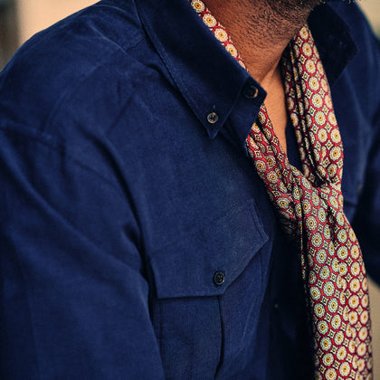 Midnight Blue Corduroy Officer Weekend Fit Shirt with Dorset Collar and 1-Button Cuffs Image 2