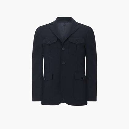 Navy Lightweight Wool Hopsack Traveller Jacket Image 3