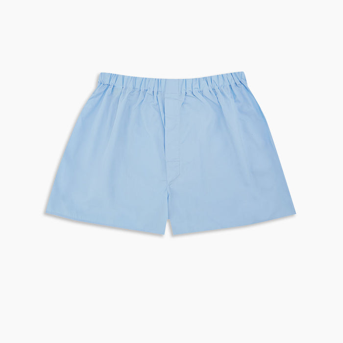 Plain Light Blue Cotton Boxer Shorts Image 1