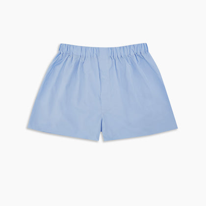 Plain Blue Cotton Boxer Shorts Image 2