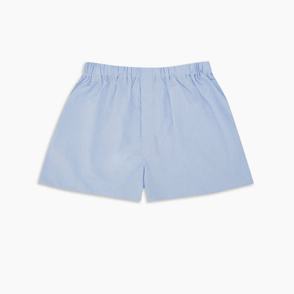 Plain Blue Sea Island Quality Cotton Boxer Shorts Image 2