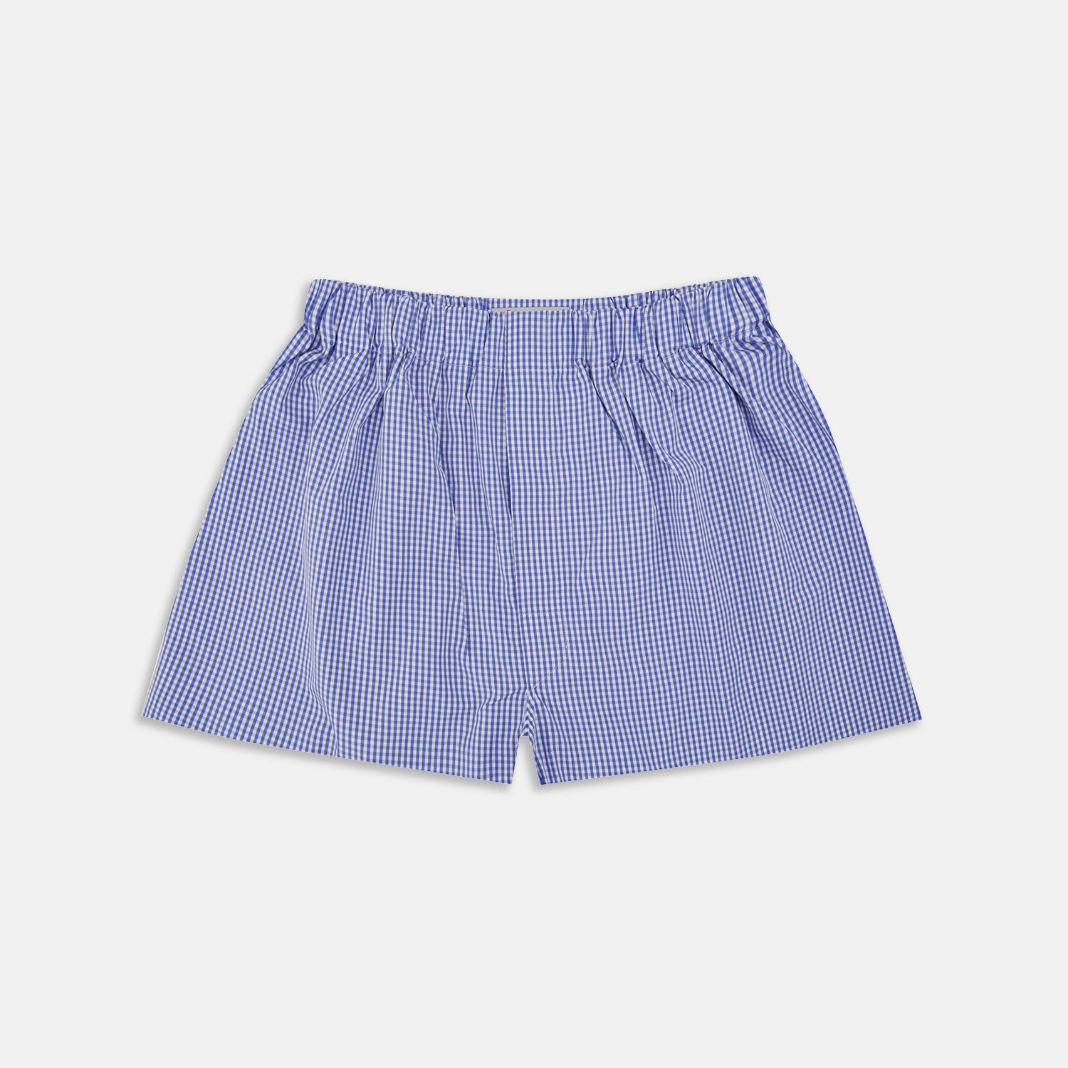 View 1 of product Mid-Blue Gingham Cotton Boxer Shorts