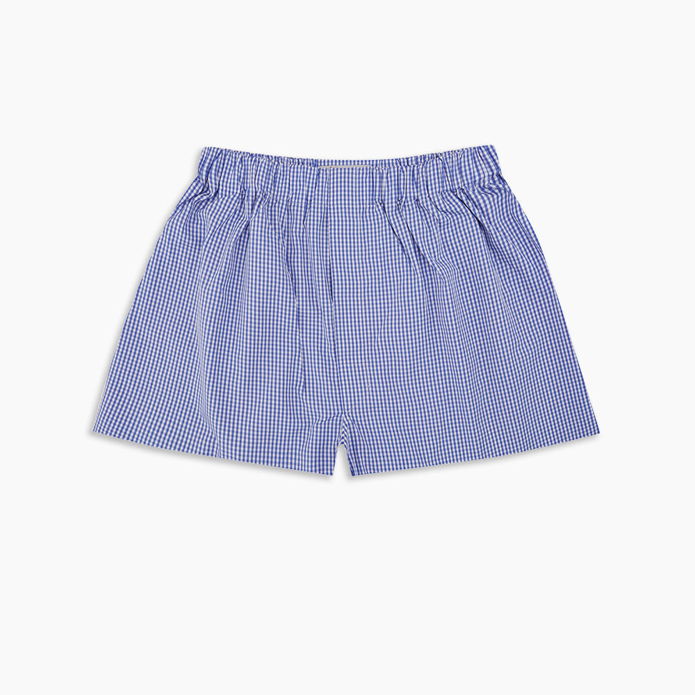 Mid-Blue Gingham Cotton Boxer Shorts | Turnbull & Asser