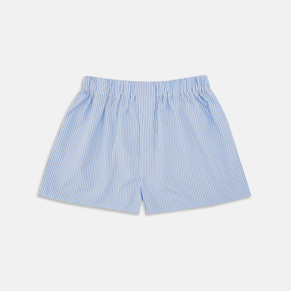 Light Blue Bengal Stripe Cotton Boxer Shorts