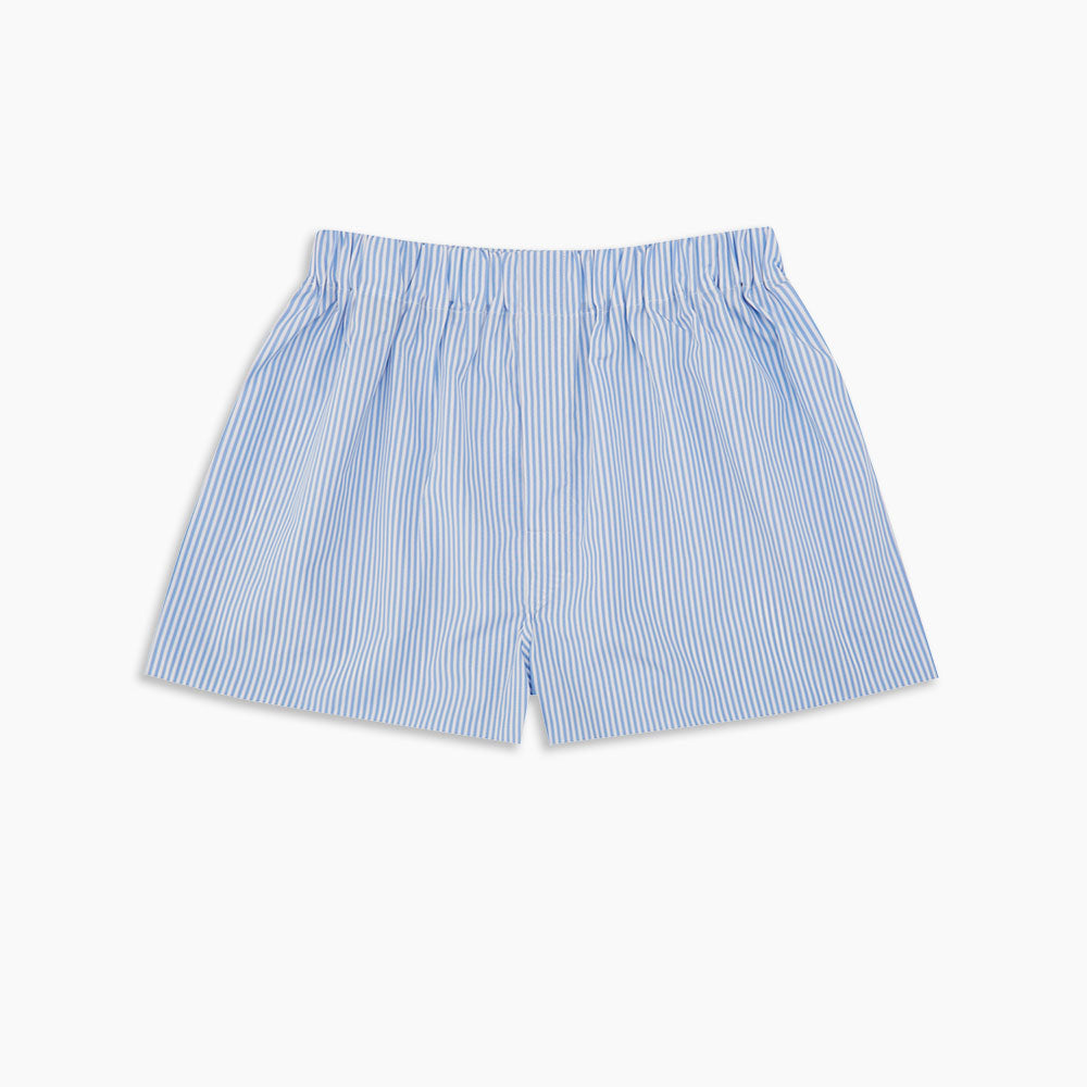 Light Blue Bengal Stripe Cotton Boxer Shorts | Turnbull & Asser