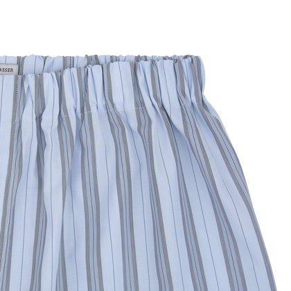 Grey, Turquoise and Sky Blue Mixed Stripe Cotton Boxer Shorts Image 1