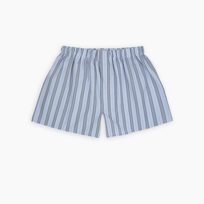 Grey, Turquoise and Sky Blue Mixed Stripe Cotton Boxer Shorts Image 2