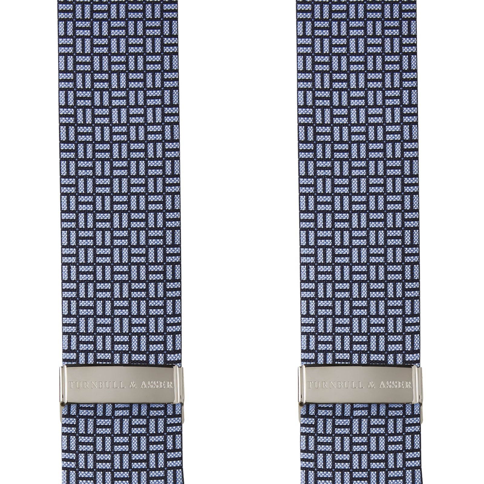 Sky Blue and Navy Geometric Adjustable Silk Braces