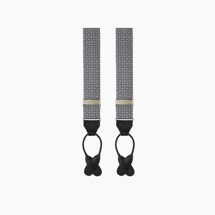 Silver and Charcoal Geometric Adjustable Silk Braces Image 2