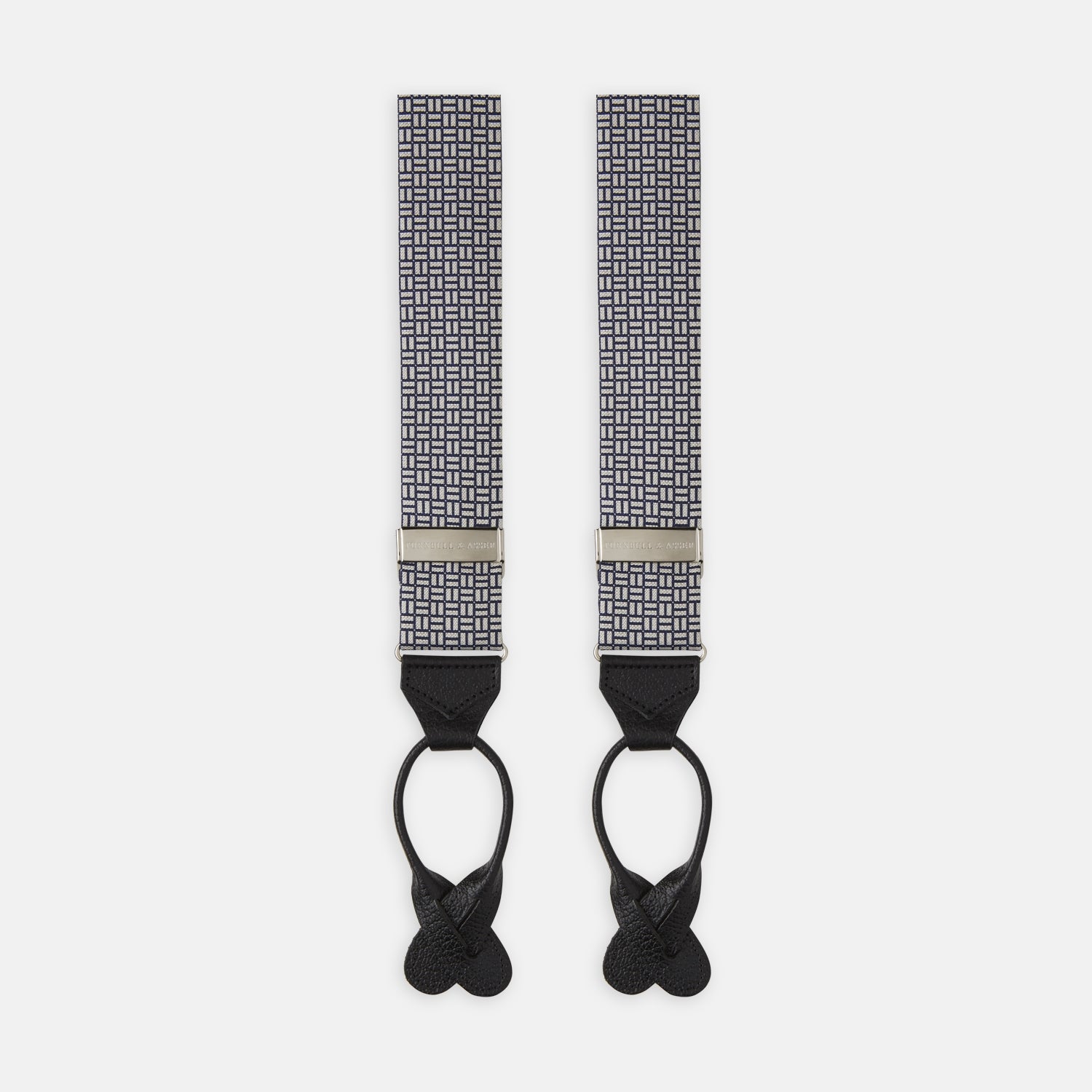 View 1 of product Silver and Charcoal Geometric Adjustable Silk Braces