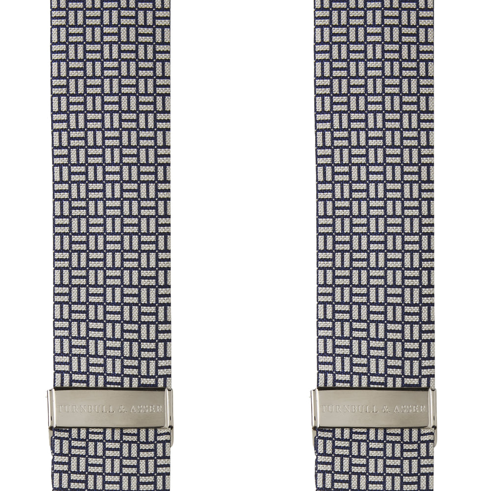 Silver and Charcoal Geometric Adjustable Silk Braces