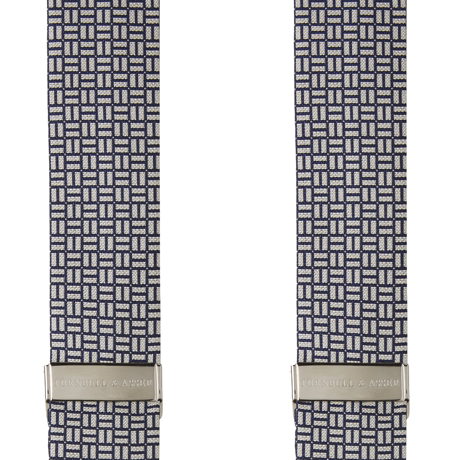 View 2 of product Silver and Charcoal Geometric Adjustable Silk Braces
