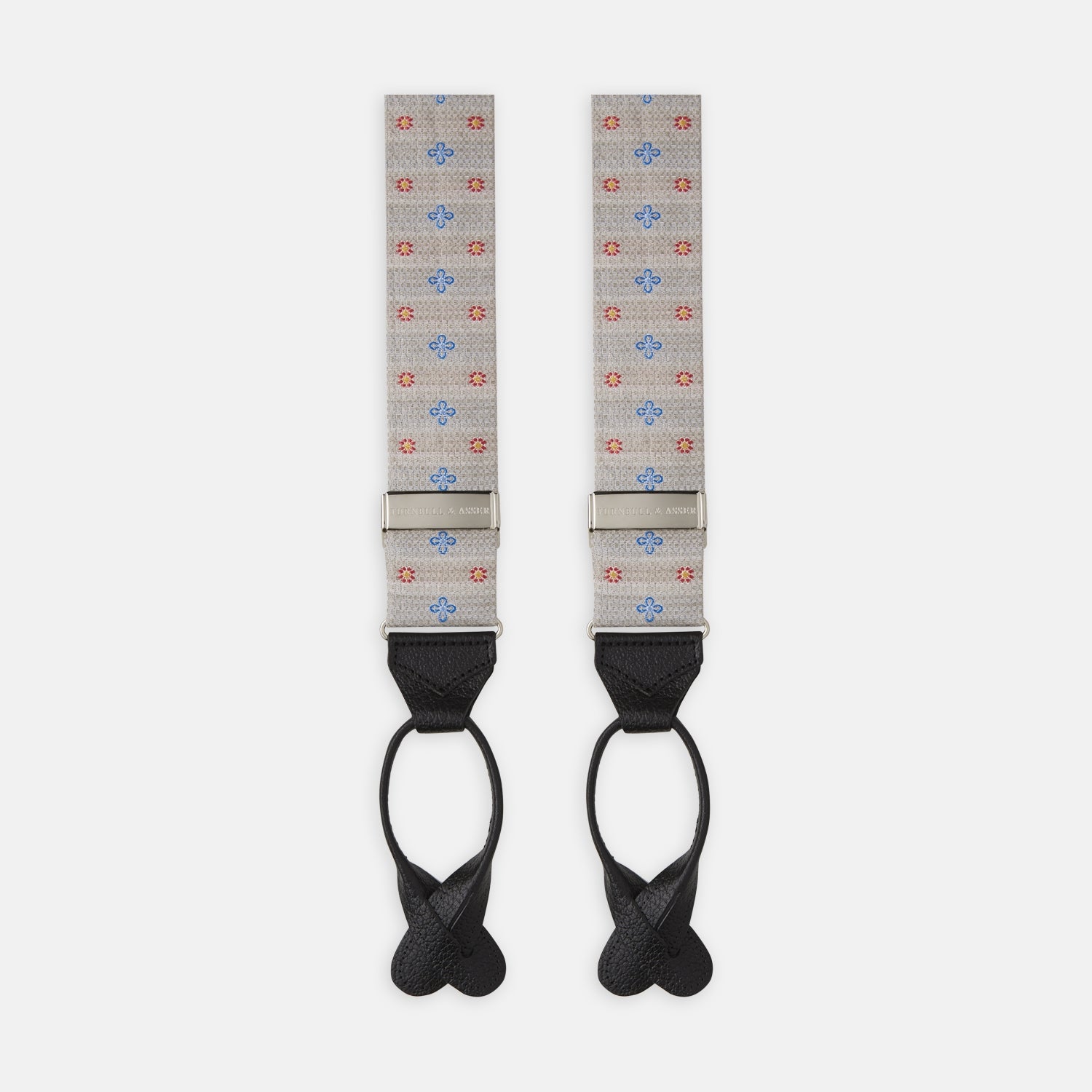 View 1 of product Dove Grey Floral Silk and Linen Adjustable Silk Braces