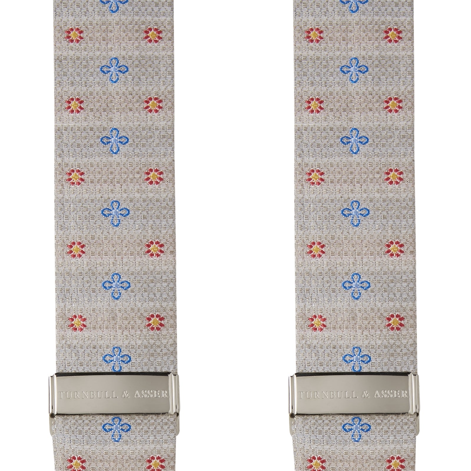 View 2 of product Dove Grey Floral Silk and Linen Adjustable Silk Braces