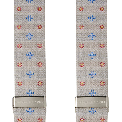 Dove Grey Floral Silk and Linen Adjustable Silk Braces Image 1
