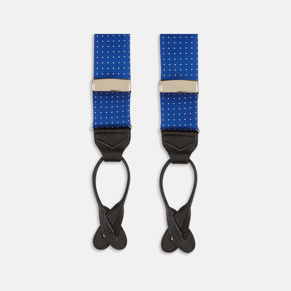 Royal Blue Small Spot Adjustable Silk Braces