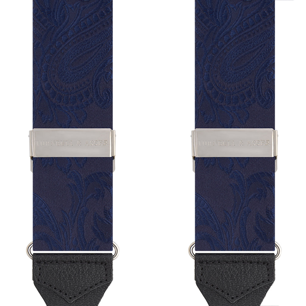 Navy Paisley Adjustable Silk Braces