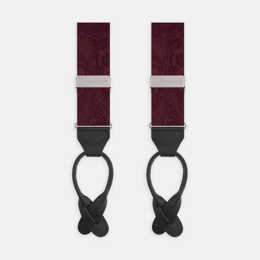 Burgundy Paisley Adjustable Silk Braces