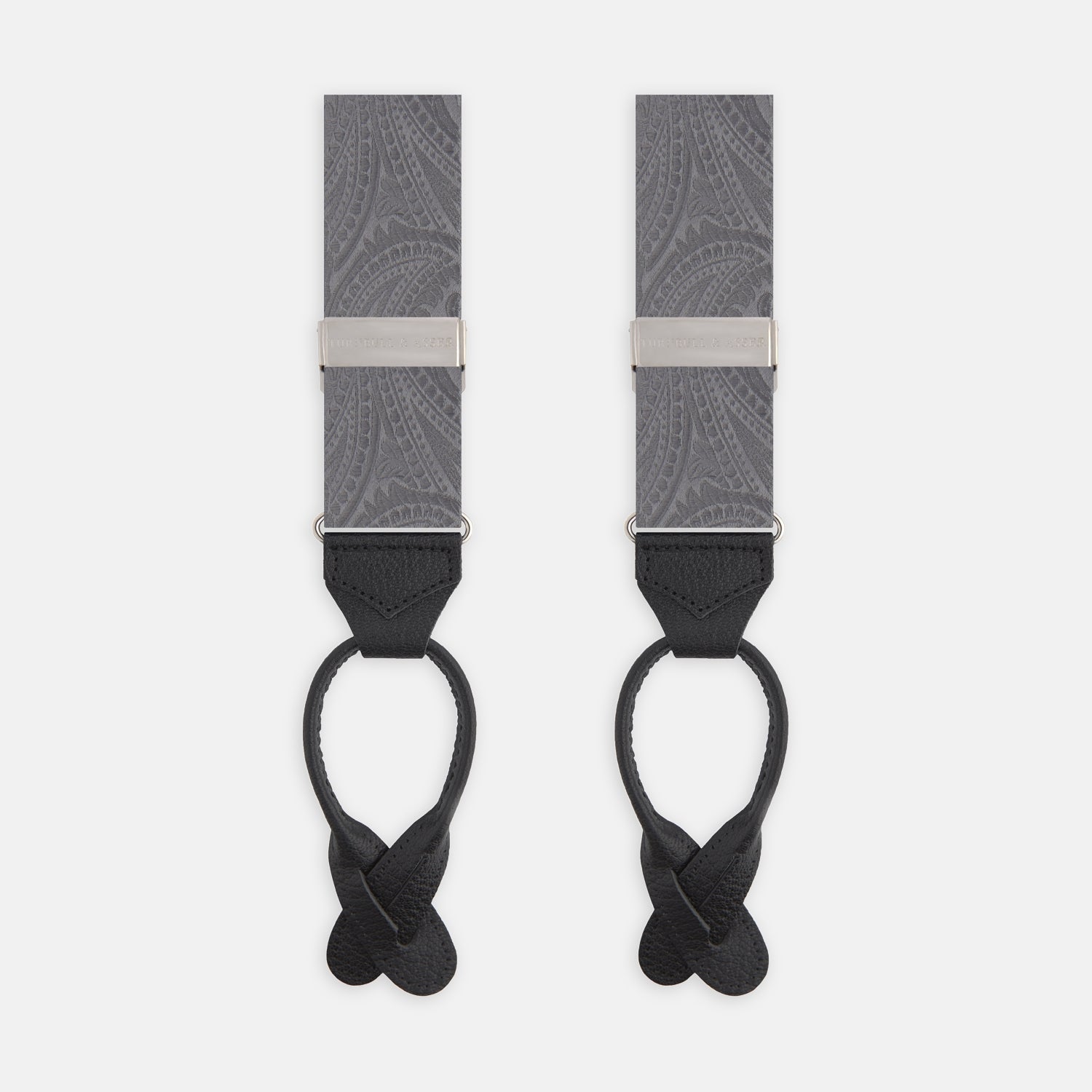 Silver Paisley Adjustable Silk Braces