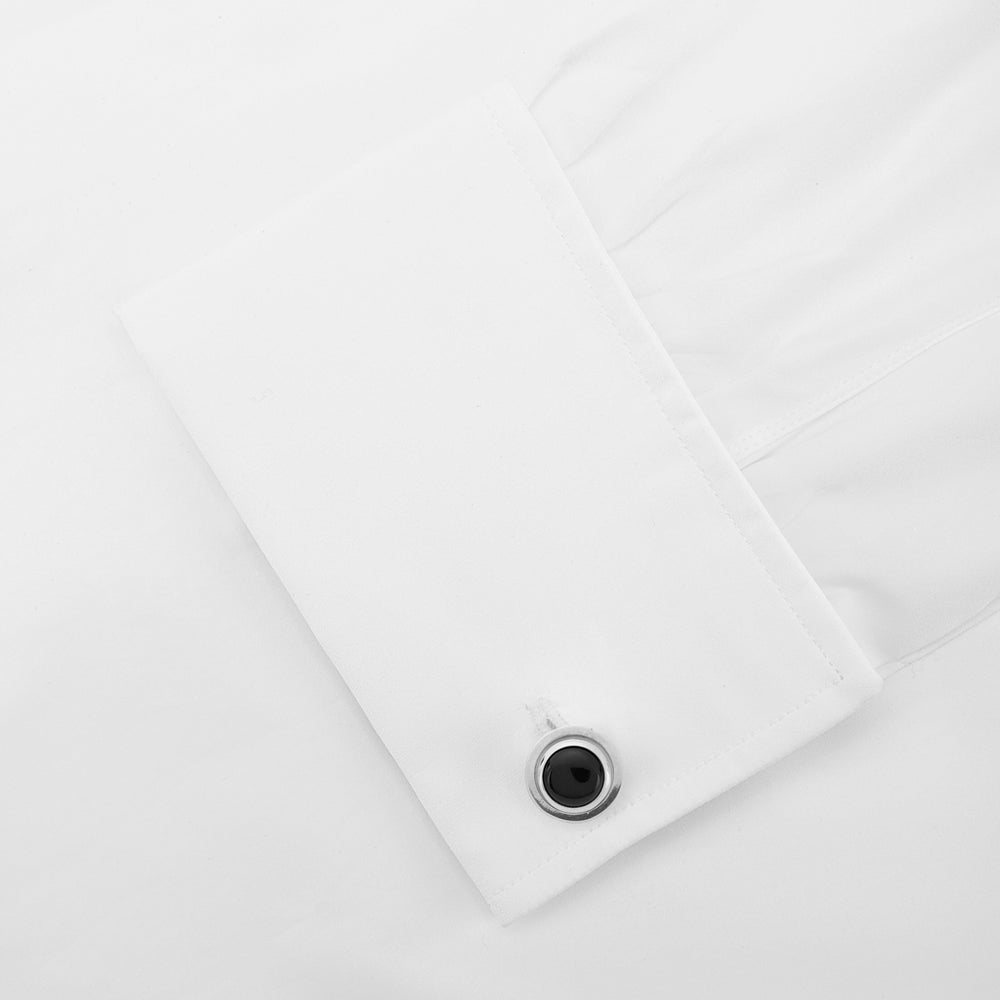 Reversible Monochrome Sterling Silver Round Cufflinks