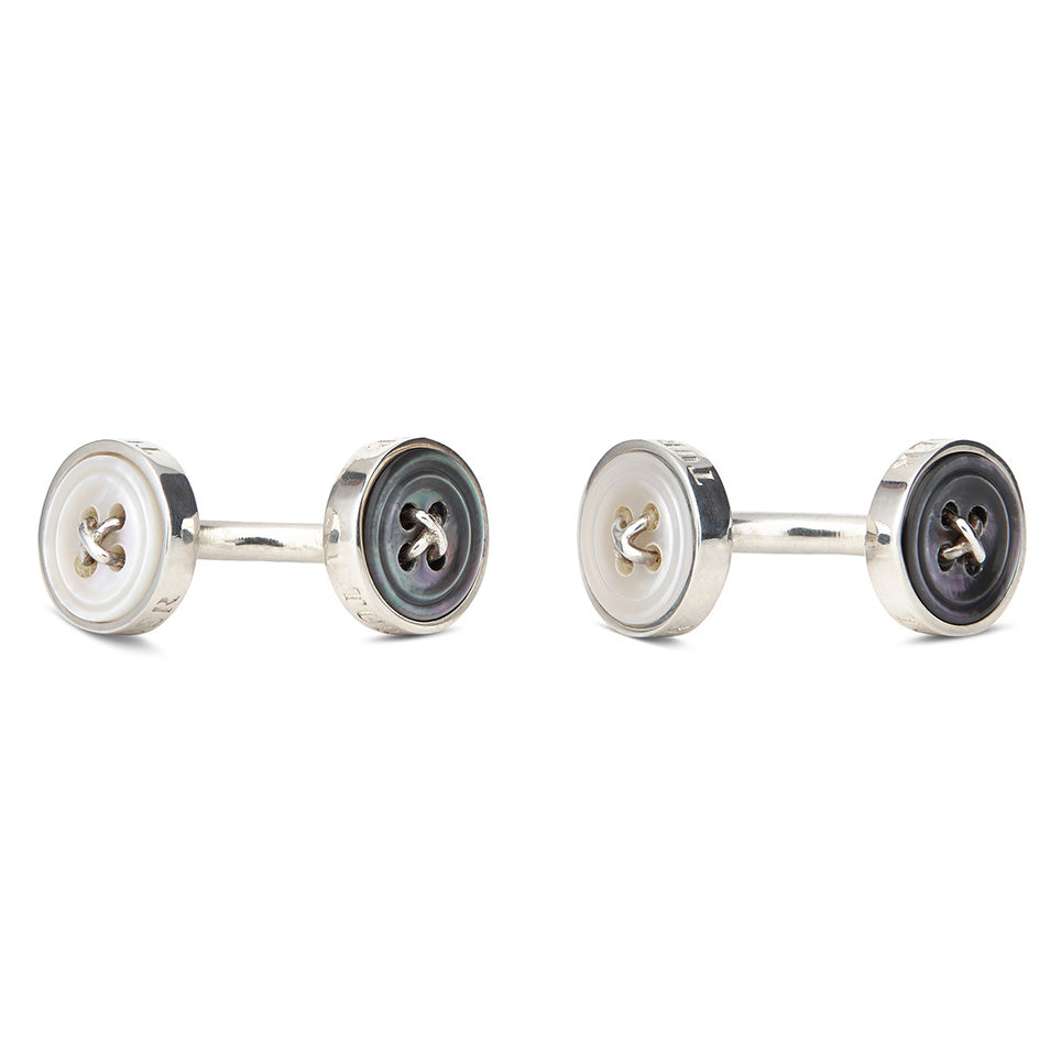 Reversible Sterling Silver Mother-of-Pearl Button Cufflinks