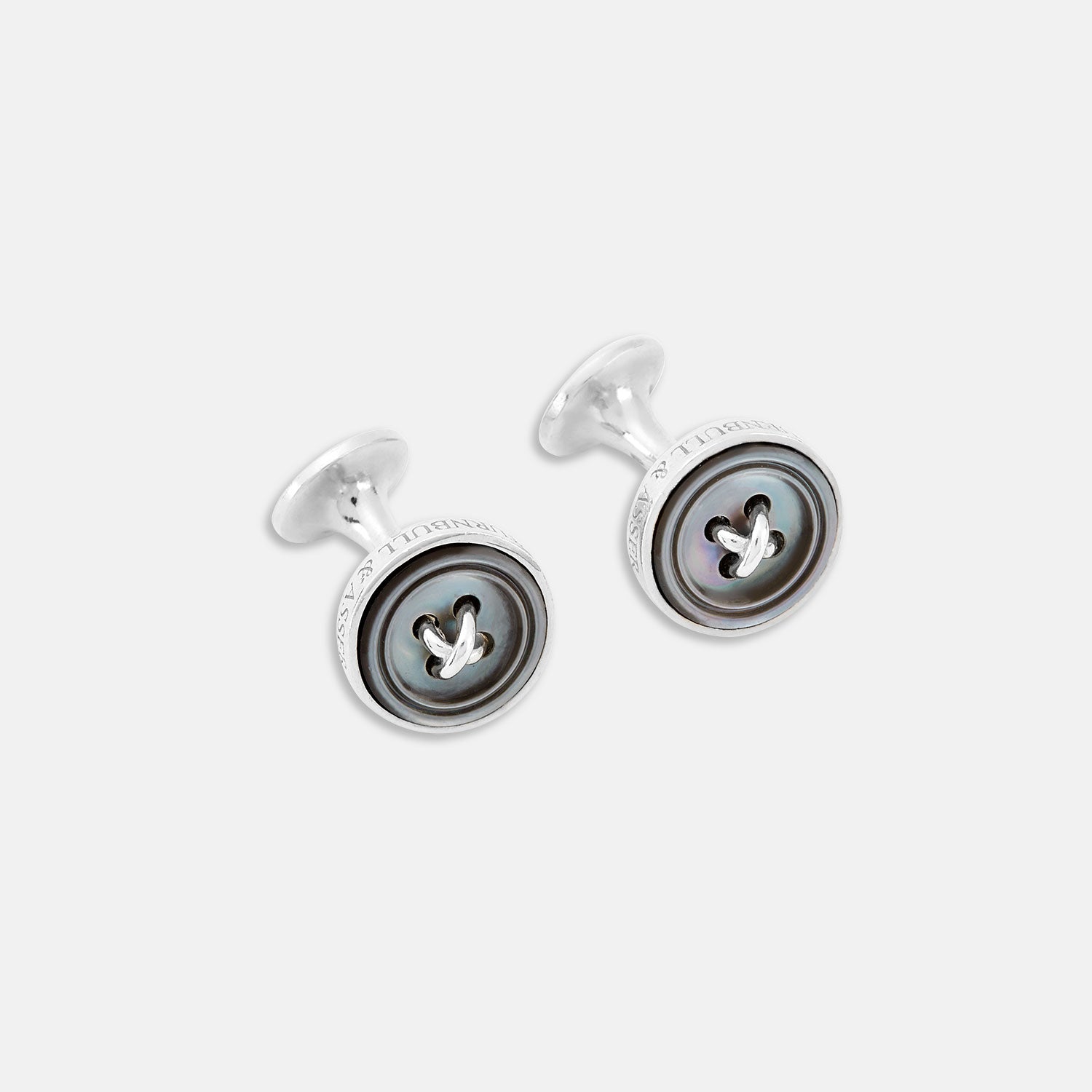 Smoke Sterling Silver Mother-of-Pearl Button Cufflinks