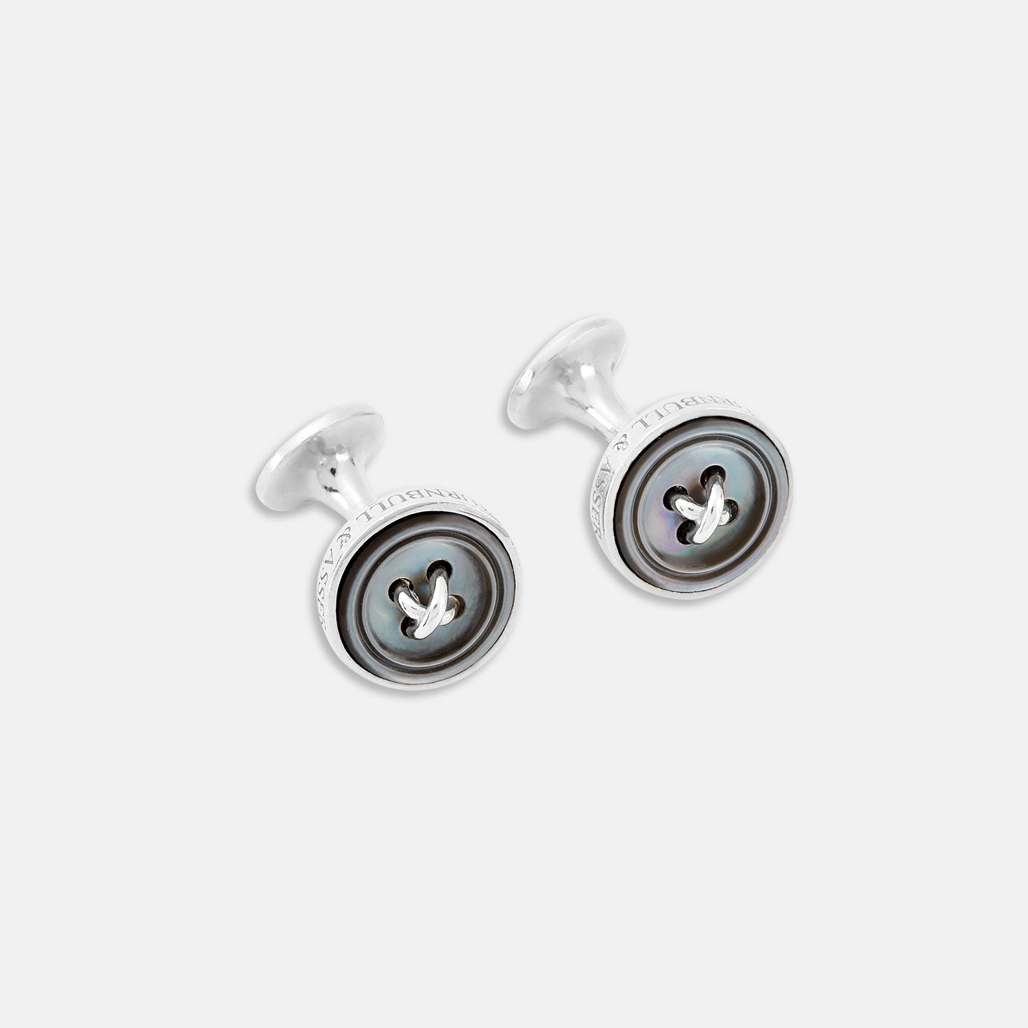 View 1 of product Smoke Sterling Silver Mother-of-Pearl Button Cufflinks