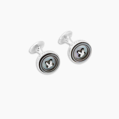 Smoke Sterling Silver Mother-of-Pearl Button Cufflinks Image 4