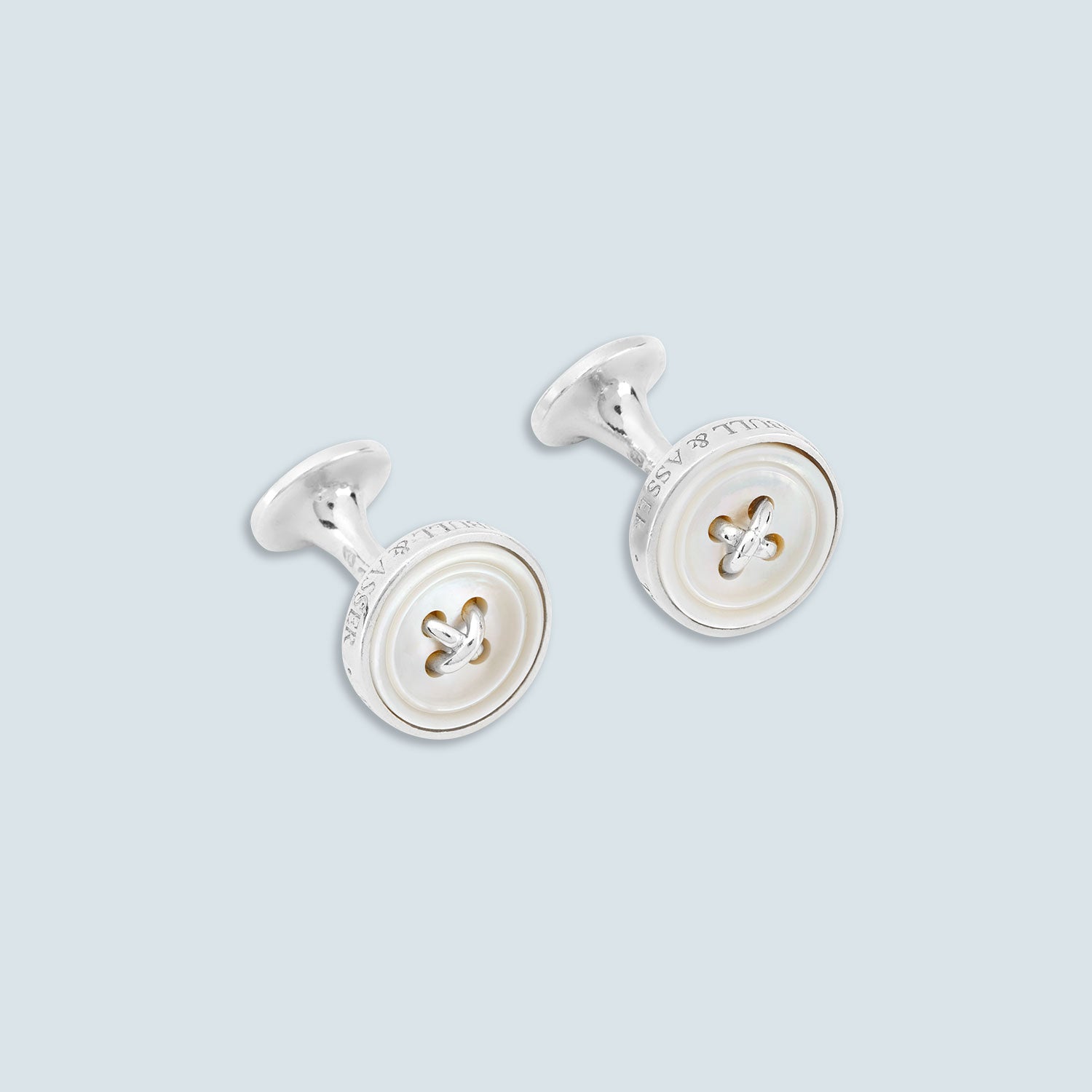 View 1 of product White Sterling Silver Mother-of-Pearl Button Cufflinks