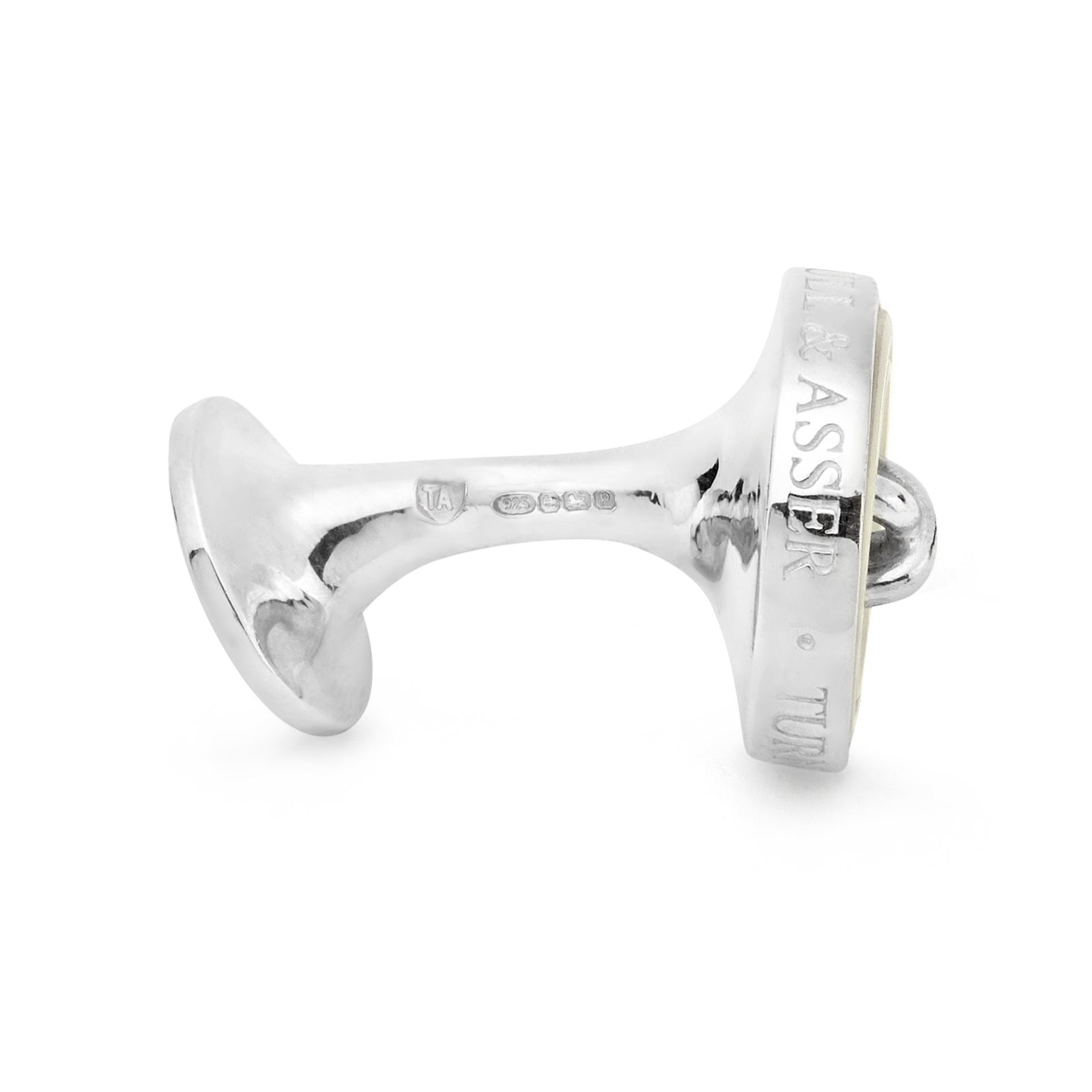 View 4 of product White Sterling Silver Mother-of-Pearl Button Cufflinks