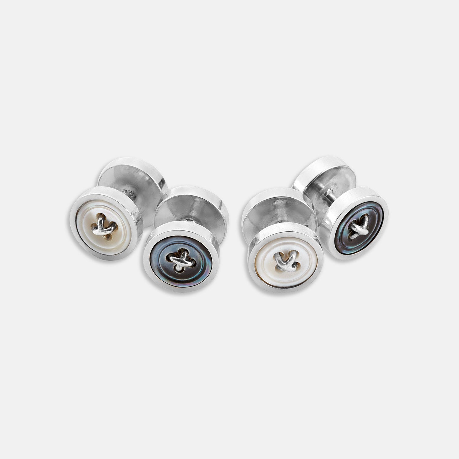Reversible White and Smoke Mother-of-Pearl Dress Studs | Turnbull & Asser Turnbull & Asser US Reversible White and Smoke Mother-of-Pearl Dress Studs | Turnbull & Asser Turnbull & Asser US