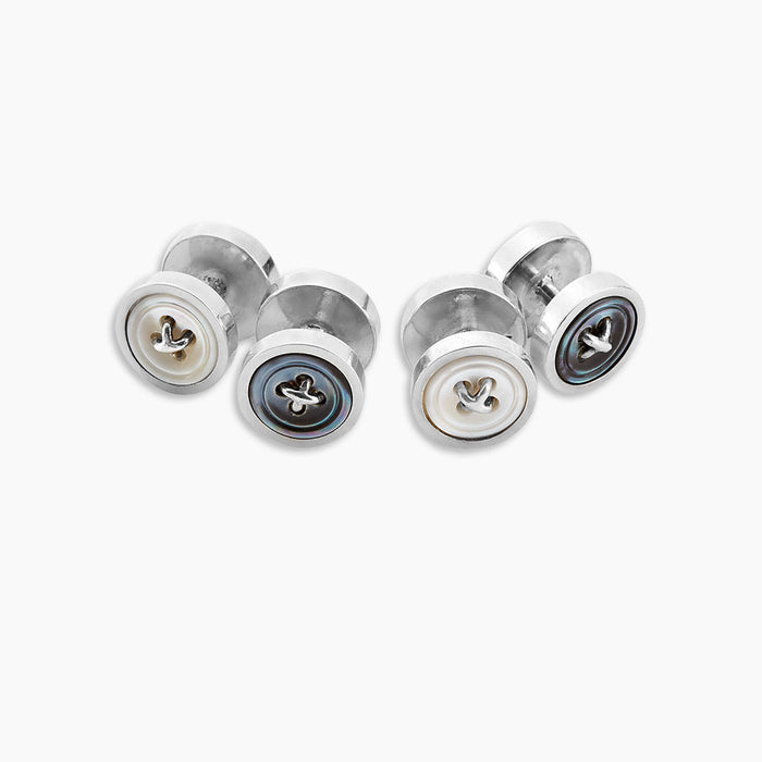 Reversible White and Smoke Mother-of-Pearl Dress Studs Image 2