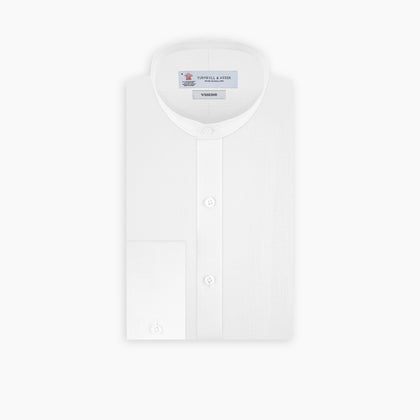 Weekend Fit Cream Linen Shirt with Stand Collar and 1-Button Cuff Image 2