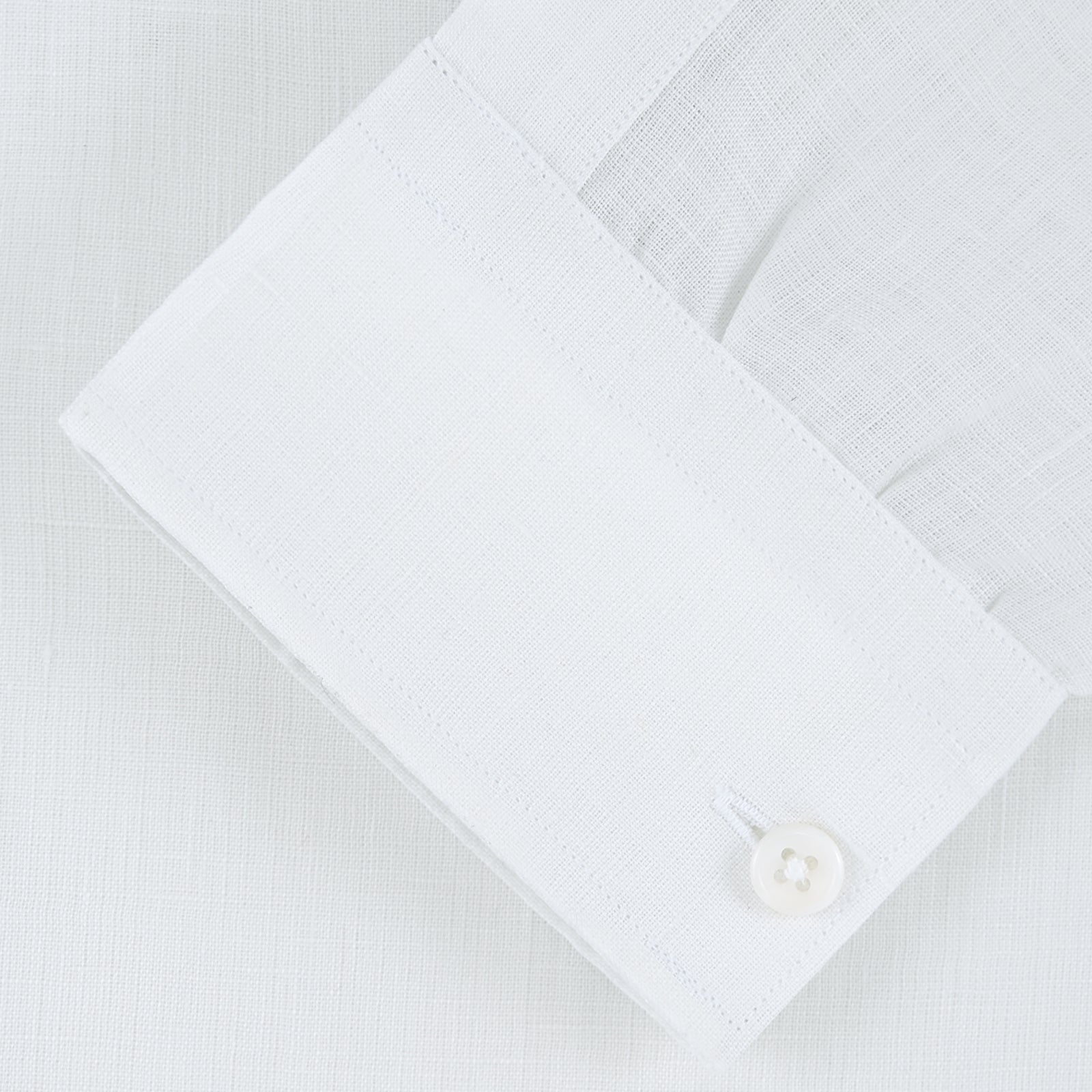 View 2 of product Weekend Fit Cream Linen Shirt with Stand Collar and 1-Button Cuff