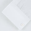 Weekend Fit Cream Linen Shirt with Stand Collar and 1-Button Cuff