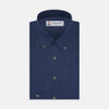 View 1 of product Weekend Fit Navy Linen Shirt with Dorset Collar and 1-Button Cuff