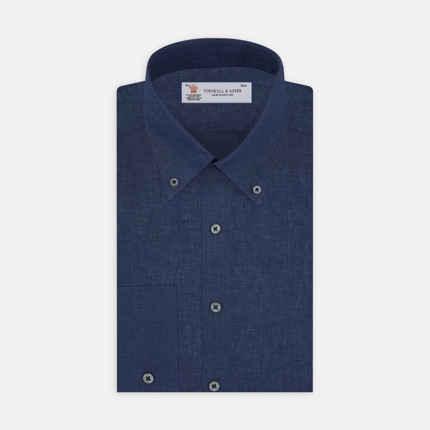 View 1 of product Weekend Fit Navy Linen Shirt with Dorset Collar and 1-Button Cuff