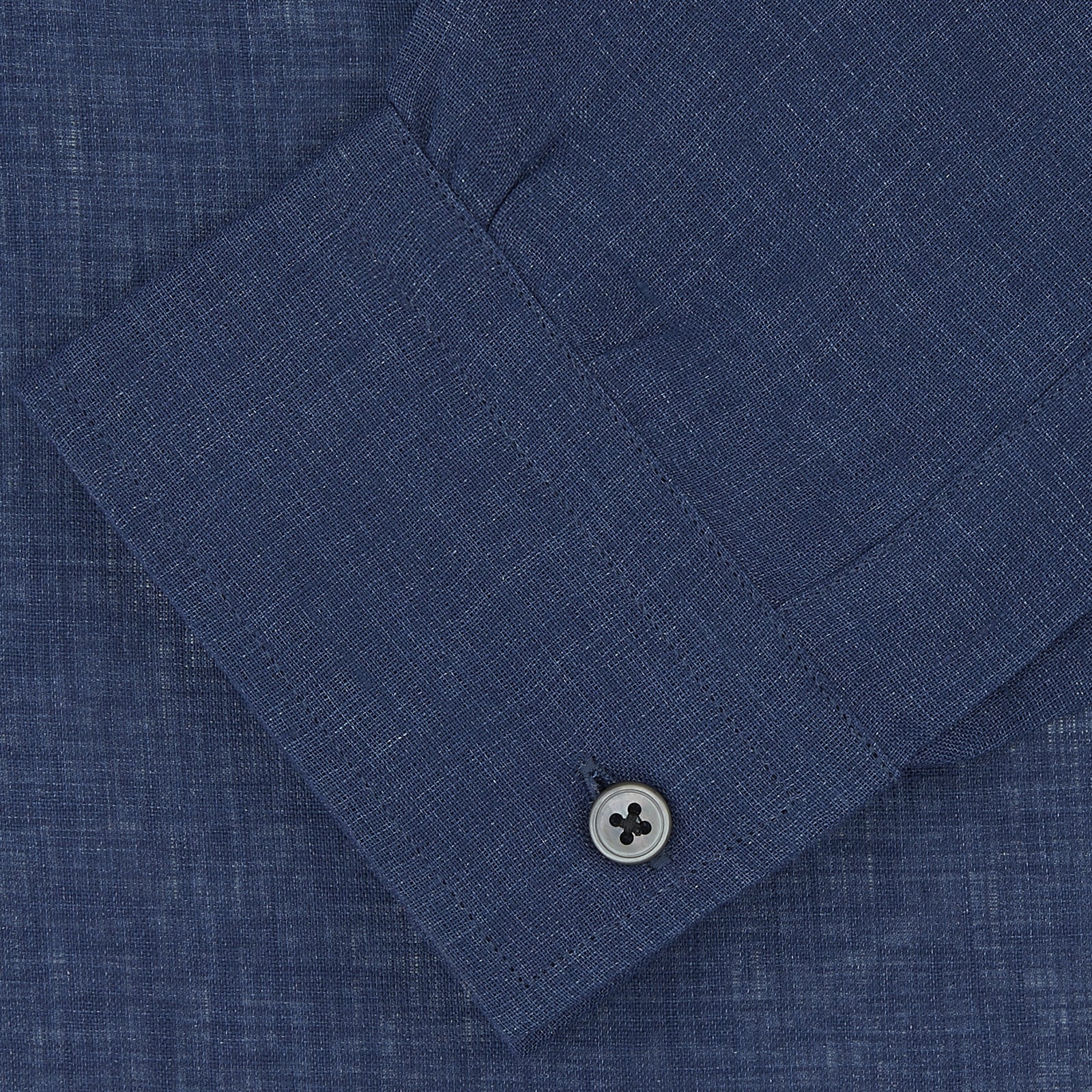 View 2 of product Weekend Fit Navy Linen Shirt with Dorset Collar and 1-Button Cuff