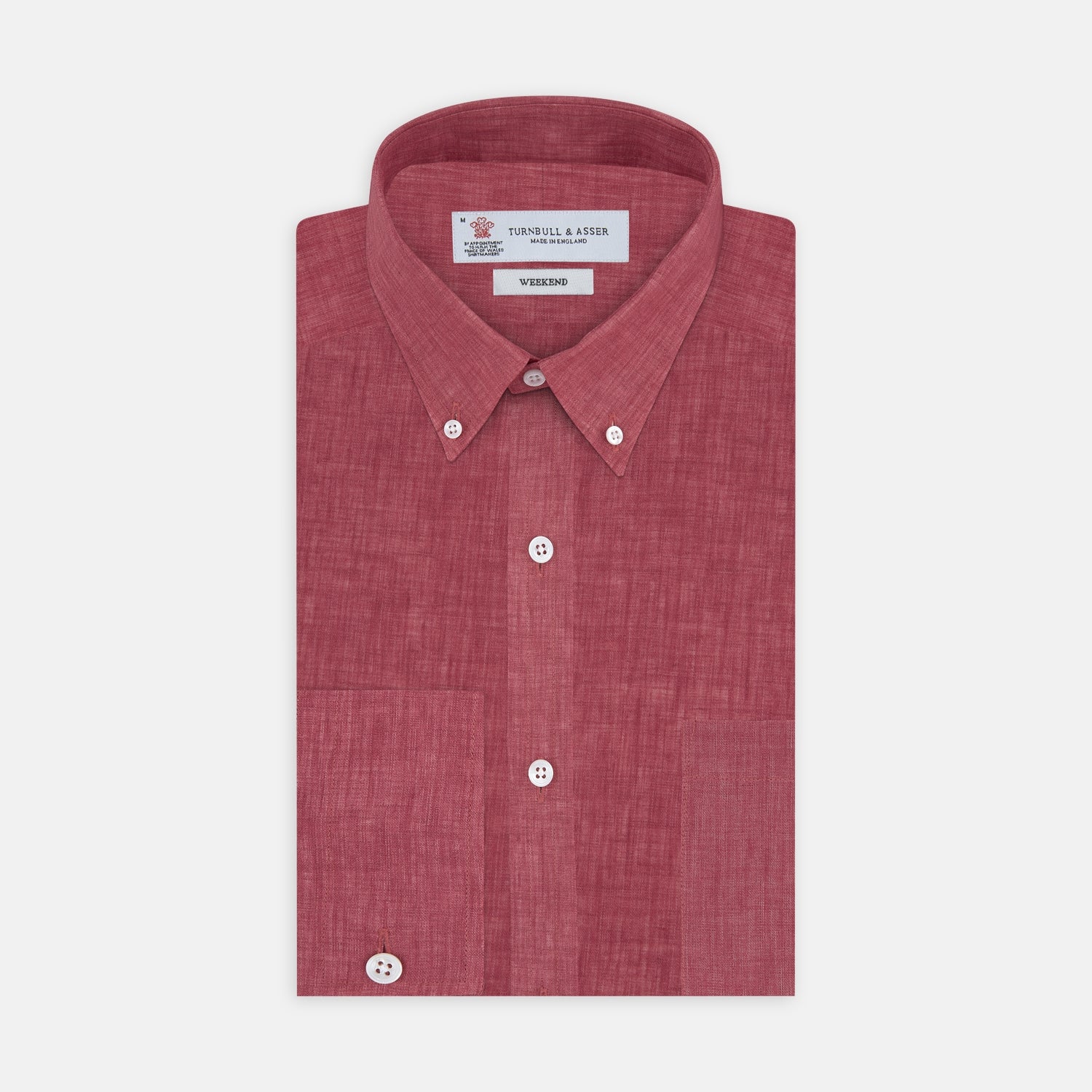 View 1 of product Weekend Fit Red Linen Shirt with Dorset Collar and 1-Button Cuff