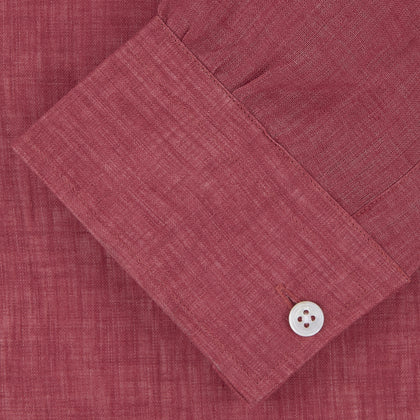 Weekend Fit Red Linen Shirt with Dorset Collar and 1-Button Cuff Image 1