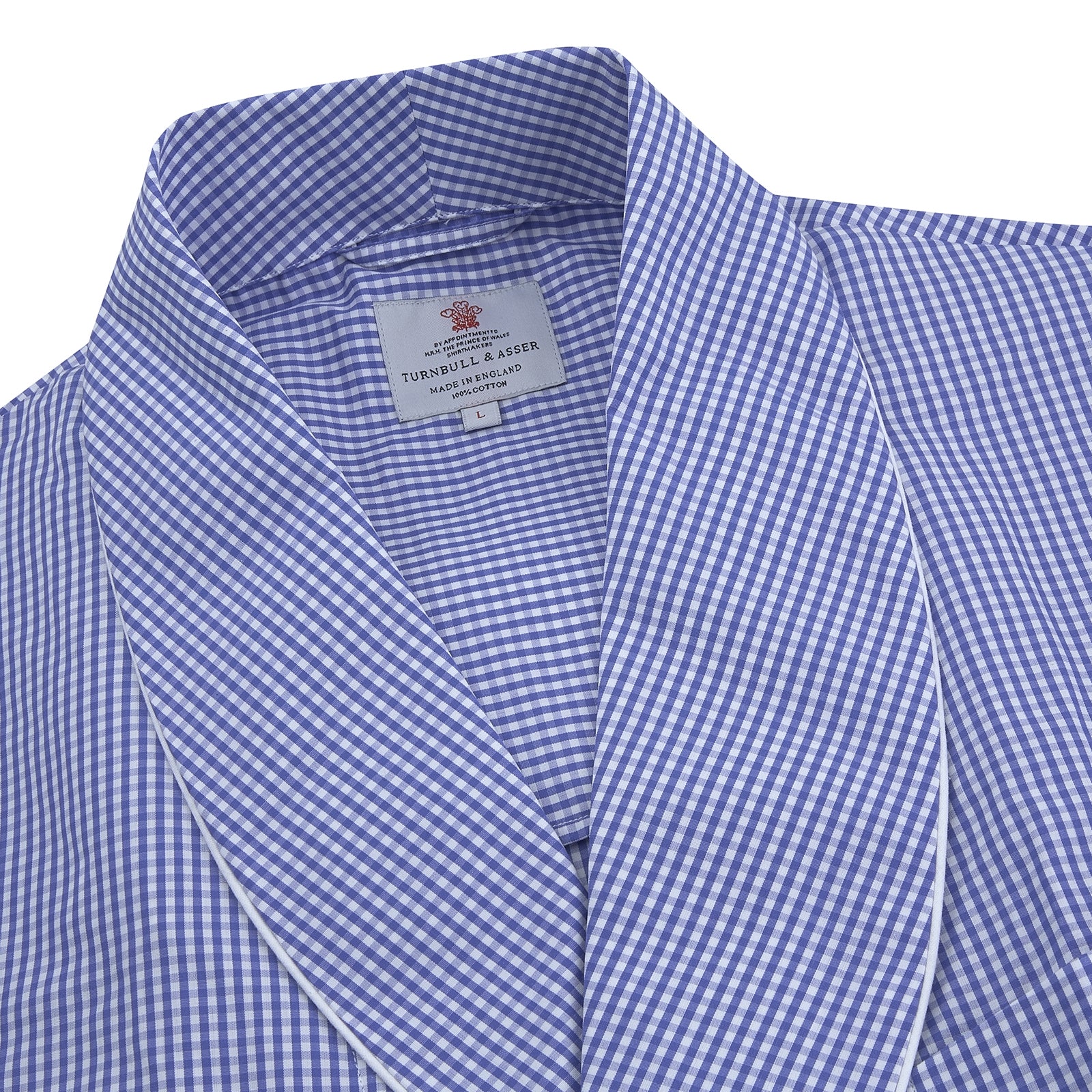 View 2 of product Mid Blue Gingham Check Piped Cotton Gown