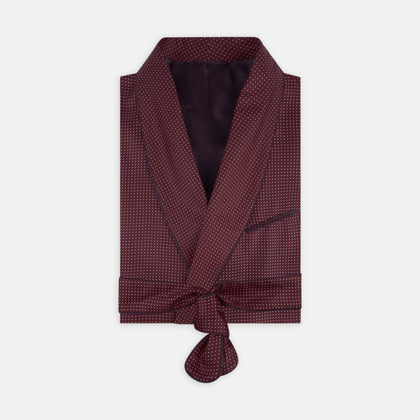 Burgundy Piped Silk Spot Gown