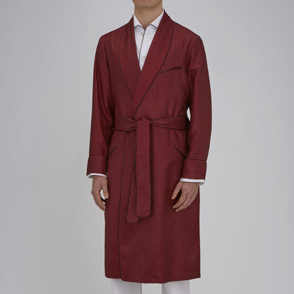 Burgundy Piped Silk Spot Gown