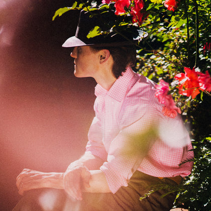 Pink & White Cotton Gingham Check Shirt with T&A Collar and 3-Button Cuffs Image 1