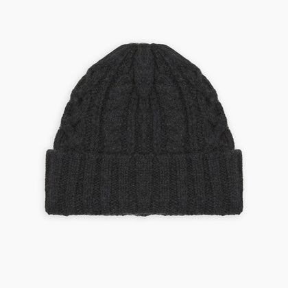Charcoal Cable Knit Cashmere Hat Image 3