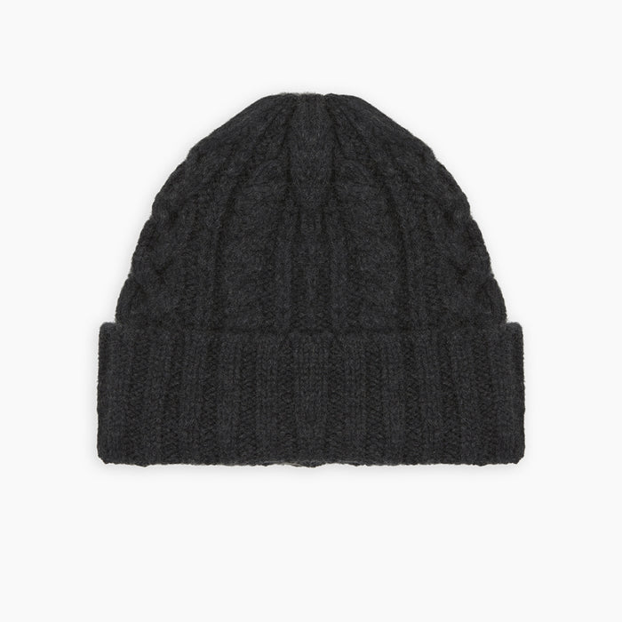Charcoal Cable Knit Cashmere Hat Image 3