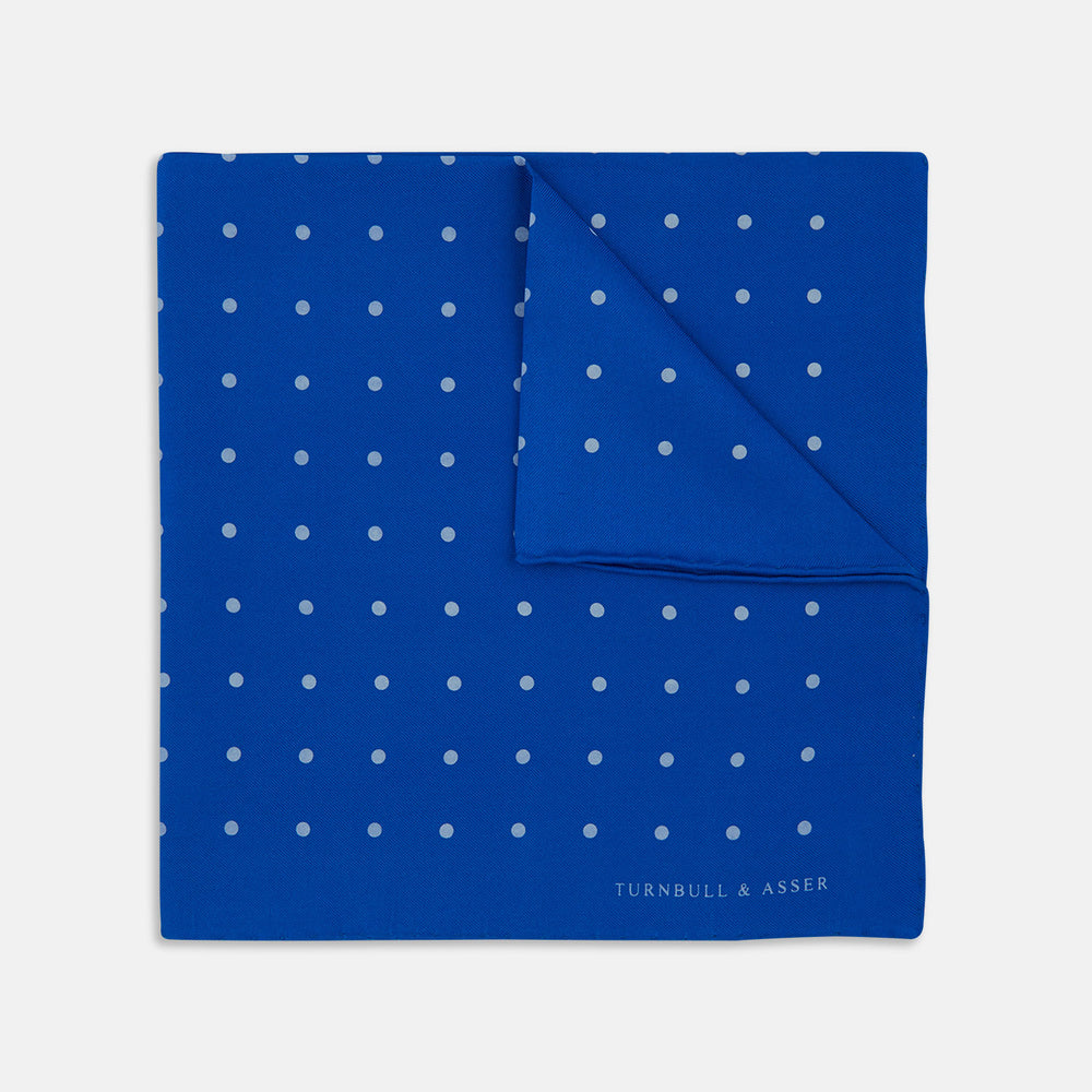 Royal Blue Spot Silk Pocket Square