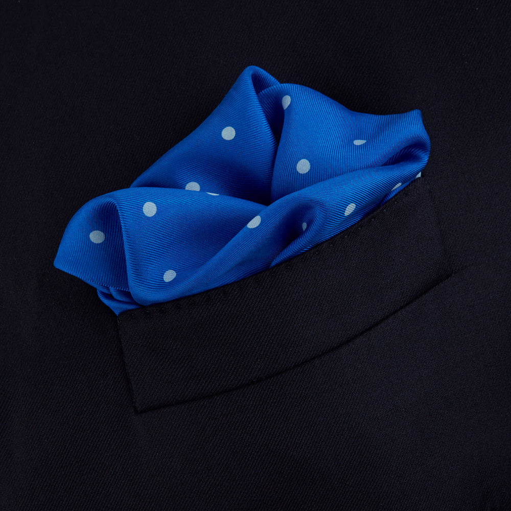 Royal Blue Spot Silk Pocket Square